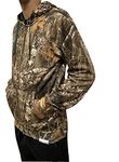 Men's Realtree Edge Full Camo Polyester Fleece Hoodie (RT Edge Full Zip-UP, L)