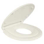 BATH ROYALE BR720-01 Kingsport Family Toilet Seat Round, Biscuit/Linen - Soft Close Toilet Seat and Quiet Closing Toilet Lid – Fits All Toilet Brands including Glacier Bay, AquaSource, Eljer and Crane