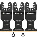 EZARC 3pcs Oscillating Tool Blades Carbide Multitool Saw Blades for Hard Material, Hardened Metal, Nails, Bolts and Screws, 3-Pack