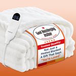 Bedsure Striped Electric Throw Blanket – Chunky Ribbed Cream, 6 Heat Settings, 10H Timer, Fast Heating, 160x130cm, Auto Shut-Off