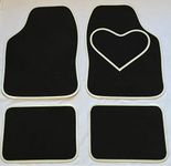 CARSTYLING UK ORIGINAL UNIVERSAL BLACK MATS WITH WHITE HEART HEEL PAD