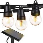 Brightech Ambience Pro - Waterproof Solar LED Outdoor String Lights – 1W Retro Edison Globe Bulbs - 27 Ft Bistro Lights Create Cafe Ambience in Your Yard, Pergola - Warm White