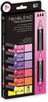 Crafter's Companion Spectrum Noir Triblend Alcohol 3 Marker Pens-Floral Blends-Pack of 6