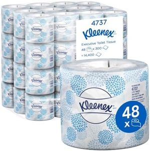 KLEENEX Executive Toilet Tissue (4737), 2 Ply Toilet Paper, 48 Toilet Rolls/Case, 300 Sheets/Roll (14,400 Sheets), White