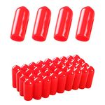 Aopin PVC Post Rubber 0.22 Inch（5.5mm）Cover Flexible Tubing Pipe Protective Round End Cap | Bolt Screw Thread Protector Safety Cover | for Pipe Post Tubing Rod Cover 50 Pcs (Red)