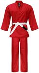 PFG Essential Light Weight Karate Uniform - Kids Adults Karate Gi (White Belt Included) (Red, 000)