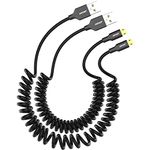 JianHan Micro USB Cable Coiled,2 Pack 1.5M Micro USB Charging Cable Spring Cord for Samsung Galaxy S7 Edge/S7/S6/S4/S3/J3/J7/Note 5,Huawei,Xiaomi,Nexus,Kindle,HTC,LG,PS4 and More Black