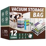 Vacuum Storage Bags, Space Saver Bags, Vacuum Sealer Bags for Comforters and Blankets, Compression Storage Bags for Clothes Storage, Hand Pump Included (12 Combo)