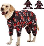LovinPet Pet Pajamas for Large Dogs - Floral Navy and Coral Print Dog Jammies, Lightweight Stretchy Knit Big Dog Pullover, Large Dog Onesie, Pet PJ's/XXL