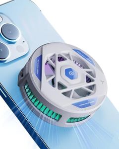 COOBILE Phone Cooling Fan, Magnetic Radiator with RGB Lights, for Mobile Games and Live Streaming, Universal Compatibility for Android/iPhone/iPad, Large-Area Conduction Cooling (Cooler 1 White)