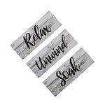 VOSAREA 3pcs Farmhouse Bathroom Wall Decor Rustic Relax Soak Unwind Signs Rustic Bathroom Wall Art Vintage Wooden Home Decoration for Bathroom Laundry Room