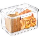 Gifhomfix Bread Bins for Kitchen Counter, Time Recording Air Tight Bread Storage, Bread Storage Containers with Lid, Bread Box Plastic for Homemade Toast, Bagel, Donut and Cookies, LARGE WHITE