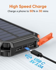 Hiluckey 26800mAh Wireless Solar Power Bank – USB-C Fast Charging Portable Charger