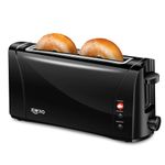 JEWJIO Long Slot Black Toaster 2 Slice, Best Slim Toaster 1.5”Wide Slot, 1 Slot Toaster, Defrost/Reheat/Cancel/6 Bread Shade/Removable Crumb Tray for Waffles, easy to storage in Kitchen, RV 1000W