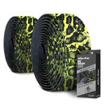 Alien Pros Bike Handlebar Tape Carbon Fiber (Set of 2) Black Yellow - Enhance Your Bike Grip with These Bicycle Handle bar Tape - Wrap Your Bike for an Awesome Comfortable Ride