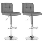 Neo® 2X Cuban Chrome & Gas Lift Swivel Faux Leather Kitchen Breakfast Bar Stool (Dark Grey)