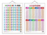 GO WOO Combo of 2 Numbers 1-100 and ADDITION Educational Posters for Preschool Kids Classroom Study | Learning- Charts for Kids Learning (20"X30" Inches)