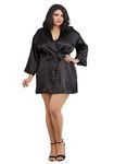 Dreamgirl Women's Plus Size Shalimar Charmeuse Chemise with Robe & padded Hanger, Black, 3X/4X