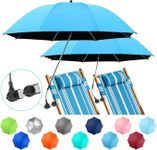 NBtoUS 2 PCS Chair Umbrella with Clamp, 360°Adjustable Chair Umbrella, 42" UPF 50+ Beach Umbrella for Beach Chair (Sky Blue, Not Include Chair)
