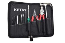 Ketsy 311 Hand Tool Kit 12 Pcs. (8 Pcs Screwdriver, 1 Claw Hammer Steel Shaft ½ Lb, 1 Combination Plier 8”, 1 Wire Cutter 6”, 1 Tool Bag)