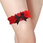 Elifemona Womens Sexy Lace Wedding Garter for Bride Party Prom Leg Garters, 1pc lace garter, A1-red/Black, One Size