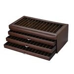 essart Sarvika Pu Leather Pen Storage Case Pen Collection Storage Case With Transperent Lid | Campatible For School, Home & Office; (Pnc-14-Brown, Pen Holder)