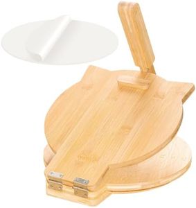 Cuesonmy Bamboo Tortilla Press 10 Inch Wooden Tortillas Maker with 100PCS Parchment Paper Large Tortillera Presser for Mexican Taco, Pataconera, Dough Press