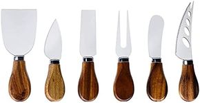 KT-GARY Premium 6-Piece Cheese Knife Set - Acacia Wood Handle Stainless Steel Cheese Knives for Charcuterie Board