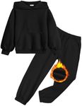 Arshiner Girls Sweatsuits Classic Black Hoodies Sweatshirts Jogger Sweatpants with Pockets Activewear Clothing Outfits 8-10 Years