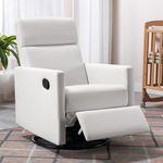 Miscoos Cozy Modern Upholstered Rocker Nursery Chair-Plush Seating Glider Swivel Recliner, Comfortable for Nursing and Relaxation, Ideal for New Parents, White