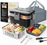 Electric Lunch Box for Adults, 2.8L Double Layer 100W Fast Heated Lunch Box, Heating Food Heater Warmer for Home Office Car Truck Use, Extra Large Lonchera Electrica Portátil 12/24V/110-230V,Black