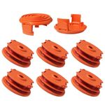 Eyoloty WA0007 String Trimmer Line Compatible with Worx WG115 WG116 WG117 WG118 WG119 WG124 String Trimmer, Edger Spool Line Refills Parts Auto-Feed 2 x 16ft 0.065" with 50019417 Spool Cap Covers