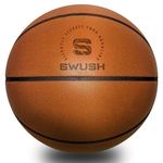 SWUSH Silent Basketball | Size 7 (29.5"") Airless Grooved Foam Basketball, Perfect for Silent Indoor Dribbling, Indoor Training, and Ball Handling Practice, Brown