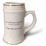 3dRose Happy 18th Anniversary-157788 Hours Together Mug, 18oz , 22oz Stein, White