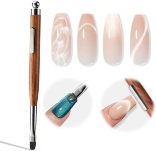 Modelones Acrylic Nail Brush with Cat Eye Magnet, Flat Gel Nail Polish Brushes 3-in-1 Cateye Gel Polish Nail Magnet Double Head Nail Design Tool Pen Cat Eye Gel Nail Art Brush Professional Manicure