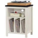 Joaxswe Record Player Stand with Vinyl Record Storage,White Record Player Table Holds up to 160 Albums,Large Wood Turntable Stand Cabinet Dispaly Shelf for Living Room,Bedroom,Office