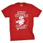 Mens Merry Christmas Yall Tshirt Funny Cowboy Santa Claus Christmas Tee Mens Funny T Shirts Christmas T Shirt for Men Novelty Tees for Men Red S