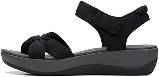 Clarks Women's Arla Shore Flat Sandal, Black Textile, 9.5 Medium US