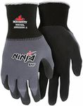 MCR Safety Ninja BNF N96790L Work Glove, 15 Gauge Nylon/Spandex Shell, Breathable Nitrile Foam (BNF) Coated Palm & Fingertips, Large, Black/Gray, Grey