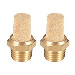 SUPERTOOL Pneumatic Silencer 2PCS Noise Filter Brass BSP Male Thread Air Flow Speed Controller Exhaust Muffler (1/4")