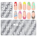 Saviland French Nail Stamping Plates - 4PCS Nail Art Stamping Plates French Tip Nail Stamp Nail Art Tools