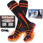 Hewwooy Heated Socks for Men Women, Electric Heated Socks 5V 5000mAh USB Rechargeable Battery 4 Heating Settings Washable Winter heating socks for Skating, Camping, Hiking, Fishing, Cycling