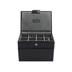 Stackers Black Leatherette Cufflink And Watch Box Cufflink Ring Storage Case Men