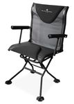 Black Sierra Deluxe Swivel Blind Chair 360 Degree Silent Swivel Hunt Chair, Rotating Fishing Chair, Padded Hunt Chair Supports 300 Lbs., Blind Chair with Armrests and Carry Strap