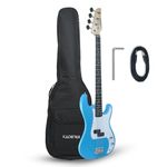 Kadence PBLB Tennessee 46.5” Electric Bass Guitar (P-Style) | Solid PoplarWood Body, Maple Neck | Split-Coil Pickup | Fixed Bridge | Gig Bag + Cable | Matte Blue