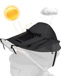 MOXTOYU Pram Sunshade Cover with Breathable Viewing Window, Windproof and Waterproof Buggy Sun Shade for Pram, Baby Stroller Sun Shade Universal Pram Parasol, UV Protection Pram Sun Shade - Black