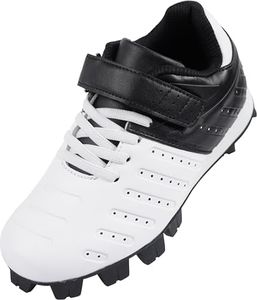 Sooneeya Kid's FG Baseball Cleats Lightweight Softball Shoes for Boys Girls Athletic Youth Shoes Black Size 4 M US Big Kid