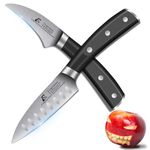 CoquusAid Paring Knife 3.8" and Bird Beak Paring Knife 2.75", 2PCS Fruit & Vegetable Paring Knife Set,Premium Germany Stainless Steel Ergonomic Handle,Elegant Black Ideal for Gift