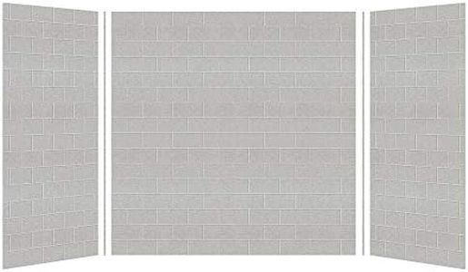 Transolid SWK603660-27 SaraMar 36 X 60-in Glue 3-Piece Tub Wall Kit, Grey Beach