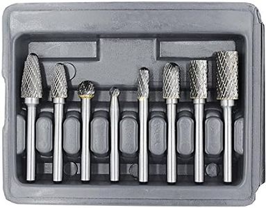 YUFUTOL Carbide Burr Set with 1/4''(6.35mm) Shank 8pcs Double Cut Solid Carbide Rotary Burr Set for Die Grinder Drill, Metal Wood Carving, Engraving,Polishing,Drilling